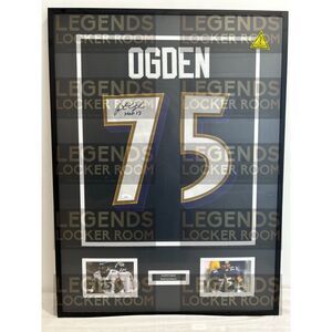 Framed Jonathan Ogden Autographed Jersey (With Certificate of Authenticity)